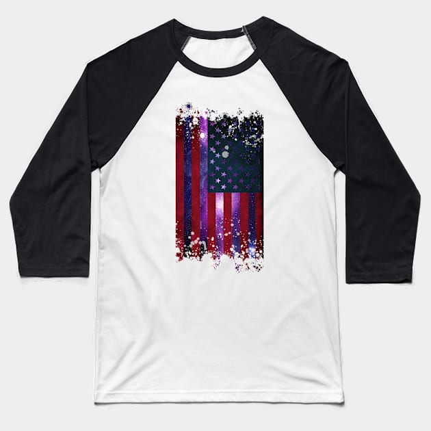 American flag galaxy - pink galaxy (patriot - USA flag) Baseball T-Shirt by Vane22april